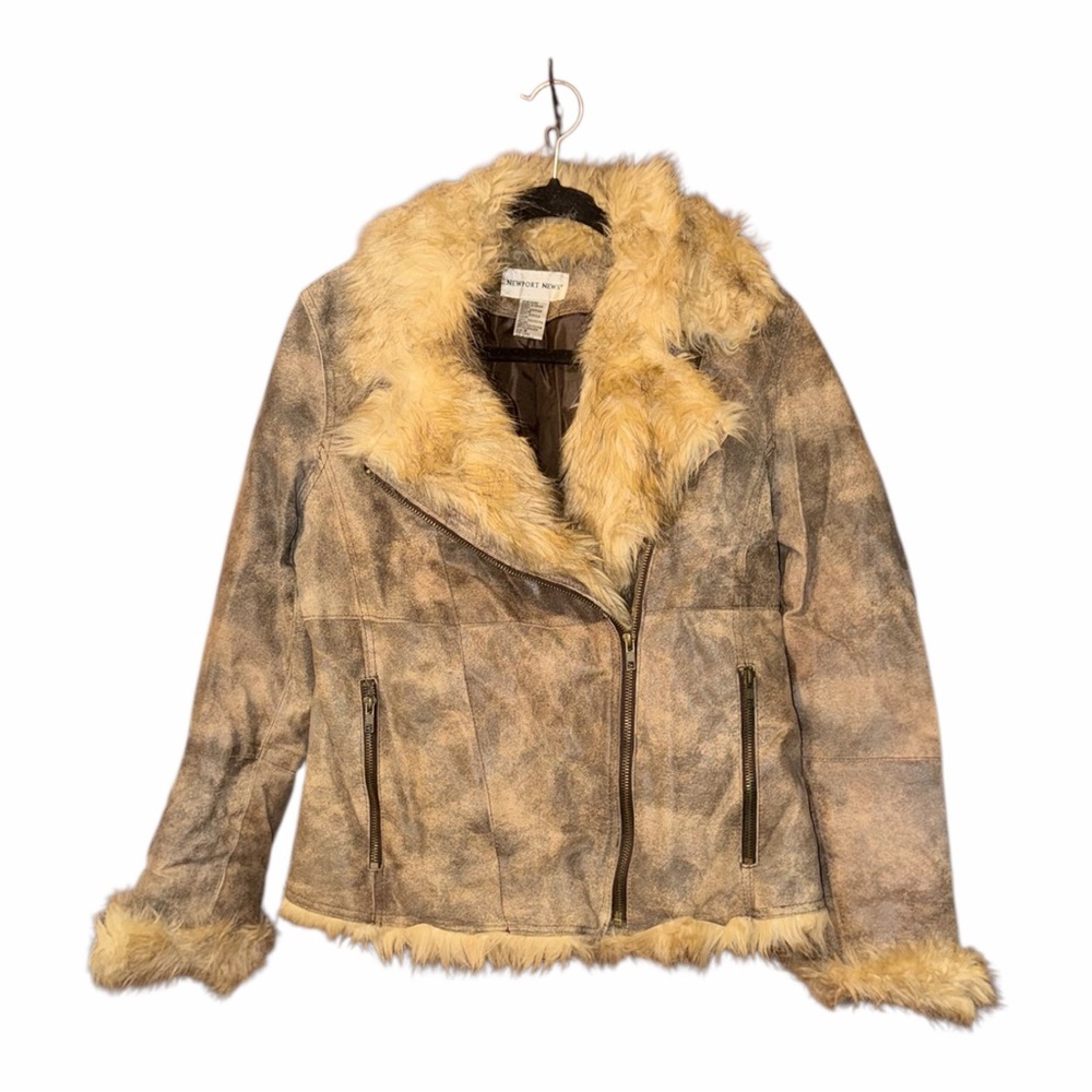 Vintage Fur Trimmed Leather Jacket.